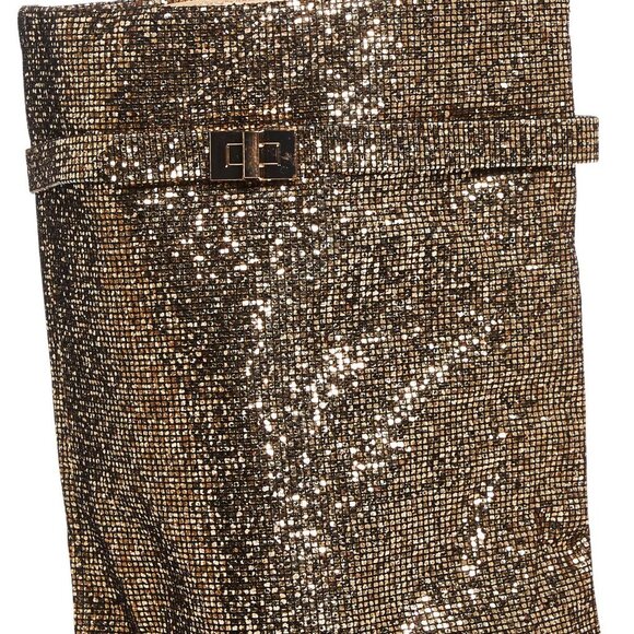 Public Desire" OVER THE TOP " Fold Over Glitter Boots - Gold(BRAND NEW!!!!!!!!!! - Picture 2 of 6